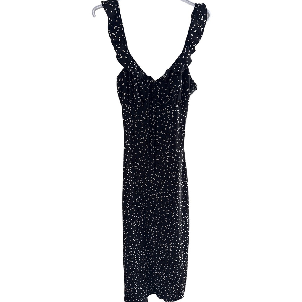 Le Lis Collection Black White Polka Dot Ruffle Midi Dress ID5031 Medium